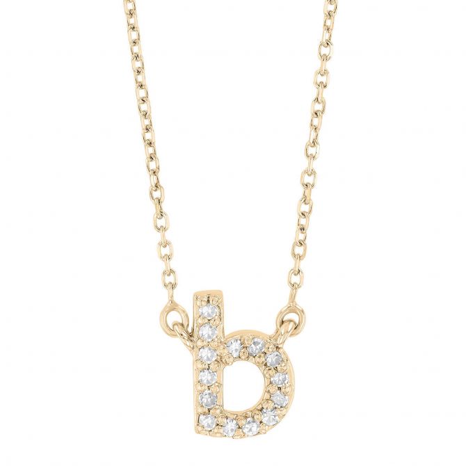 Yellow Gold Diamond Initial Pendants