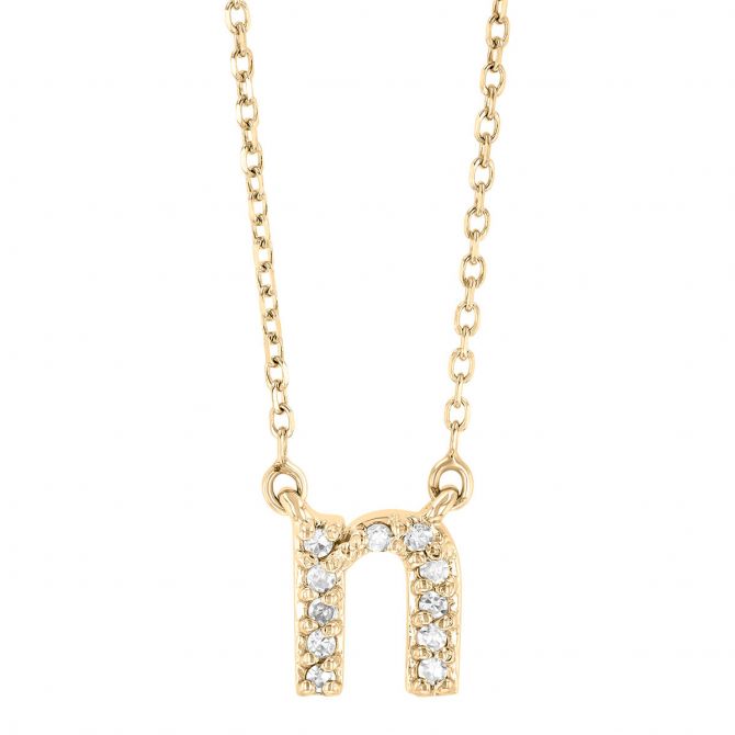 Yellow Gold Diamond Initial Pendants