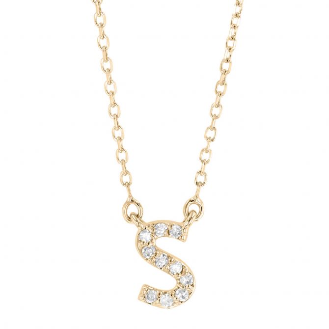 Yellow Gold Diamond Initial Pendants