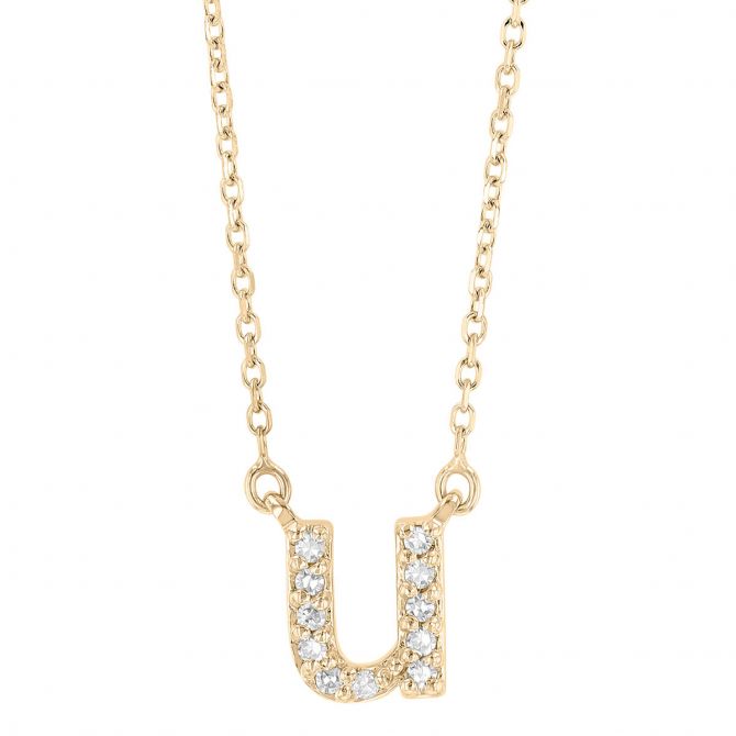 Yellow Gold Diamond Initial Pendants