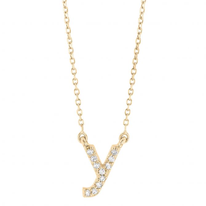 Yellow Gold Diamond Initial Pendants
