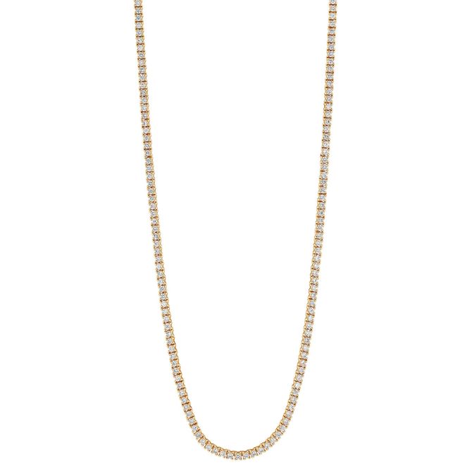 Round Diamond Tennis Necklace in Yellow Gold, 3.36 cttw