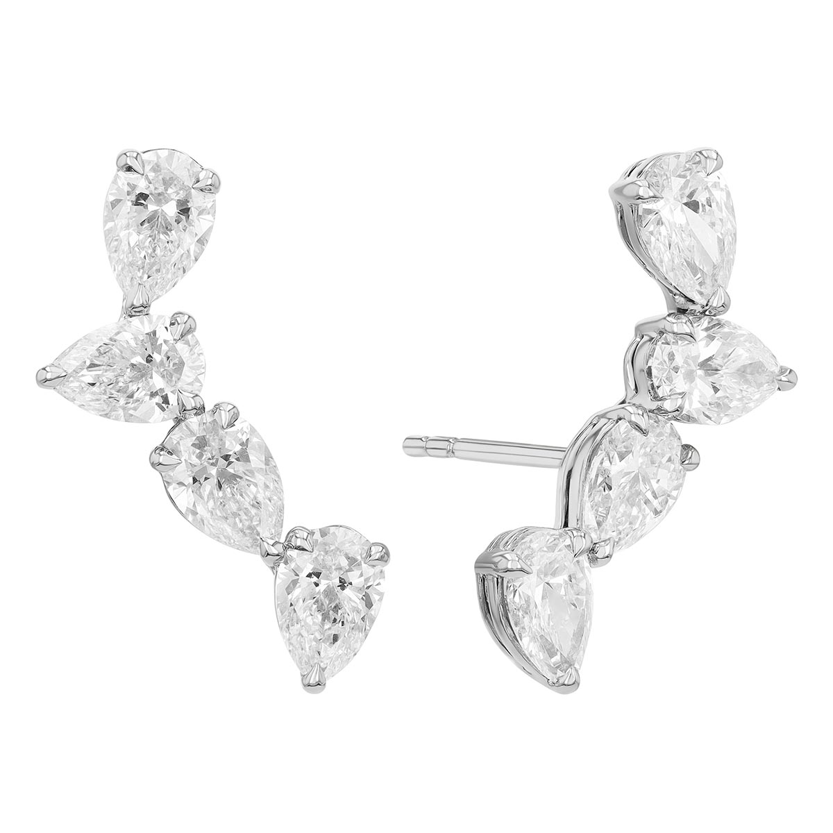 Phillips House Pear Diamond Climber Earrings in Platinum
