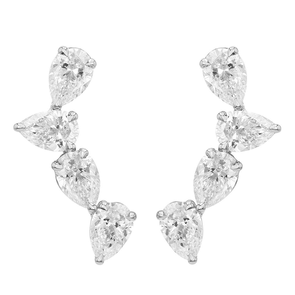Phillips House Pear Diamond Climber Earrings in Platinum