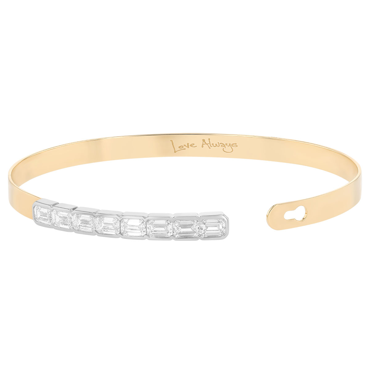 Phillips House Love Always Emerald Cut Diamond Bar Bracelet in Yellow Gold & Platinum