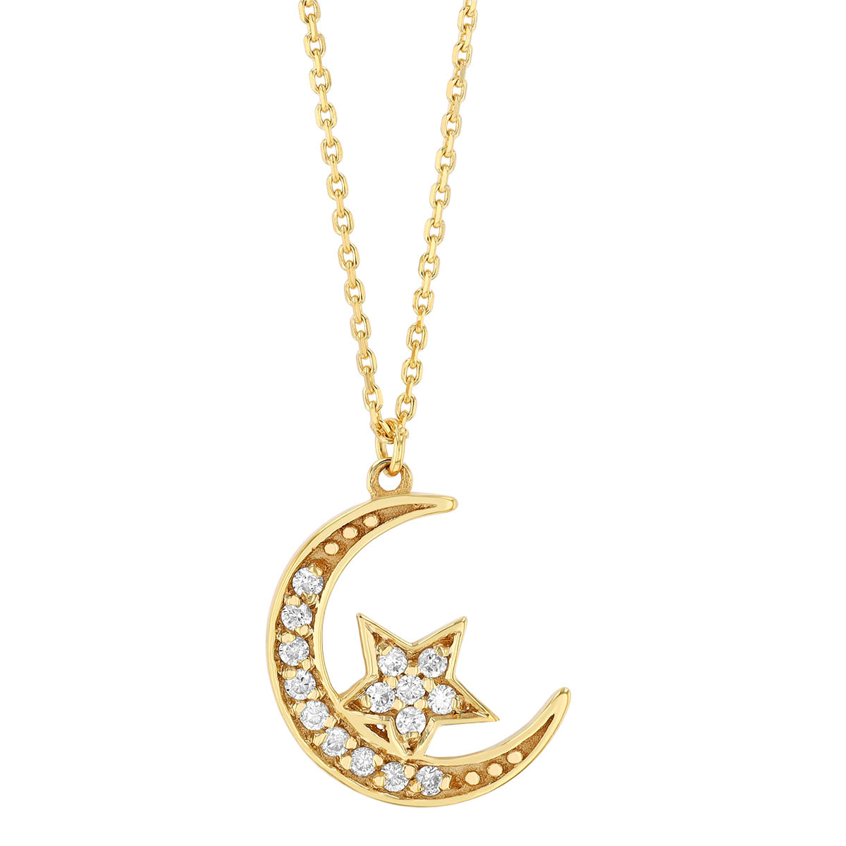 Diamond Crescent and Star Medallion Pendant