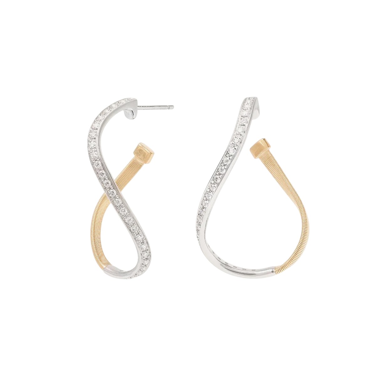 Marco Bicego Marrakech Diamond Twist Hoop Earrings in Two Tone