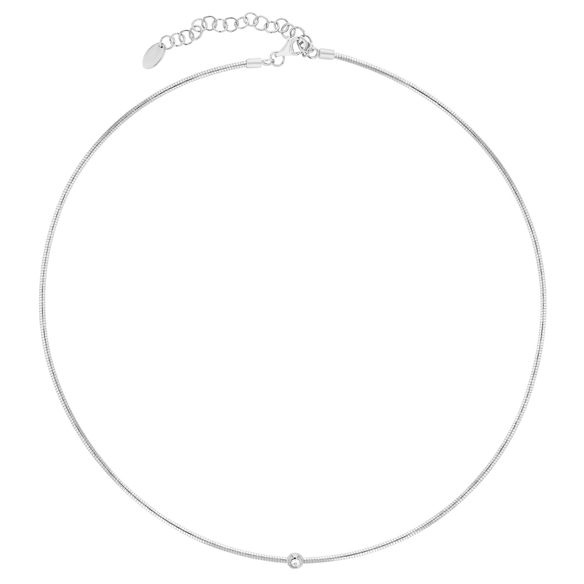 Pesavento DNA Spring Bezel Set Diamond Solitaire Choker Necklace in Sterling Silver