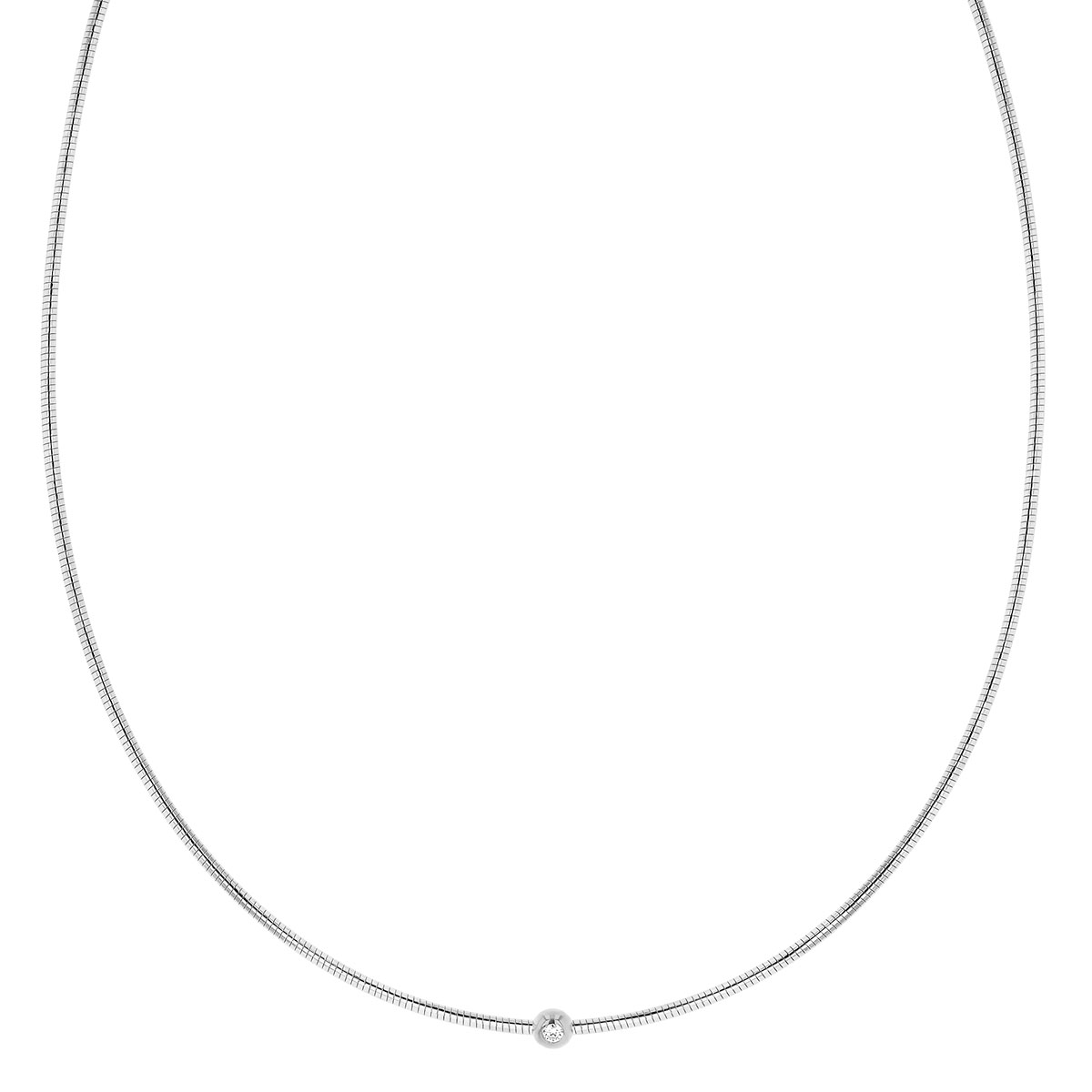 Pesavento DNA Spring Bezel Set Diamond Solitaire Choker Necklace in Sterling Silver