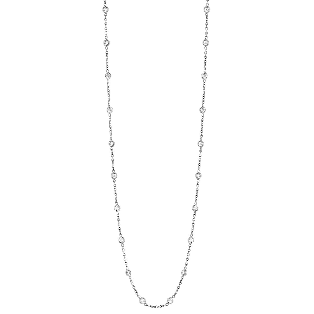 J.B. Star Round Diamond 32 Station Necklace in Platinum, 18