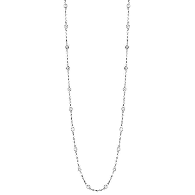 J.B. Star Round Diamond 32 Station Necklace in Platinum, 18", 0.75 cttw
