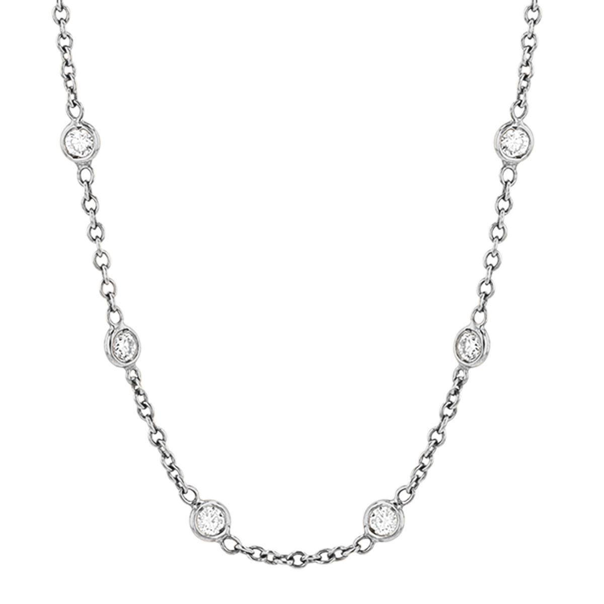 J.B. Star Round Diamond 32 Station Necklace in Platinum, 18