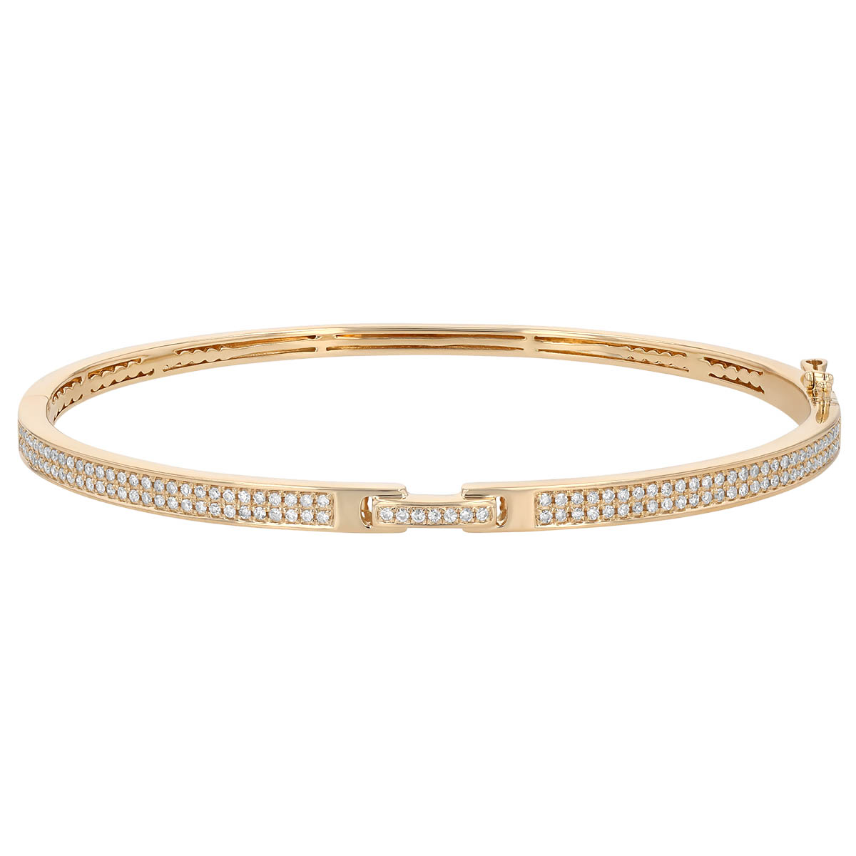 Diamond Pavé 2 Row Bangle Bracelet in Yellow Gold