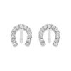 Diamond Dainty Horseshoe Stud Earrings in White Gold