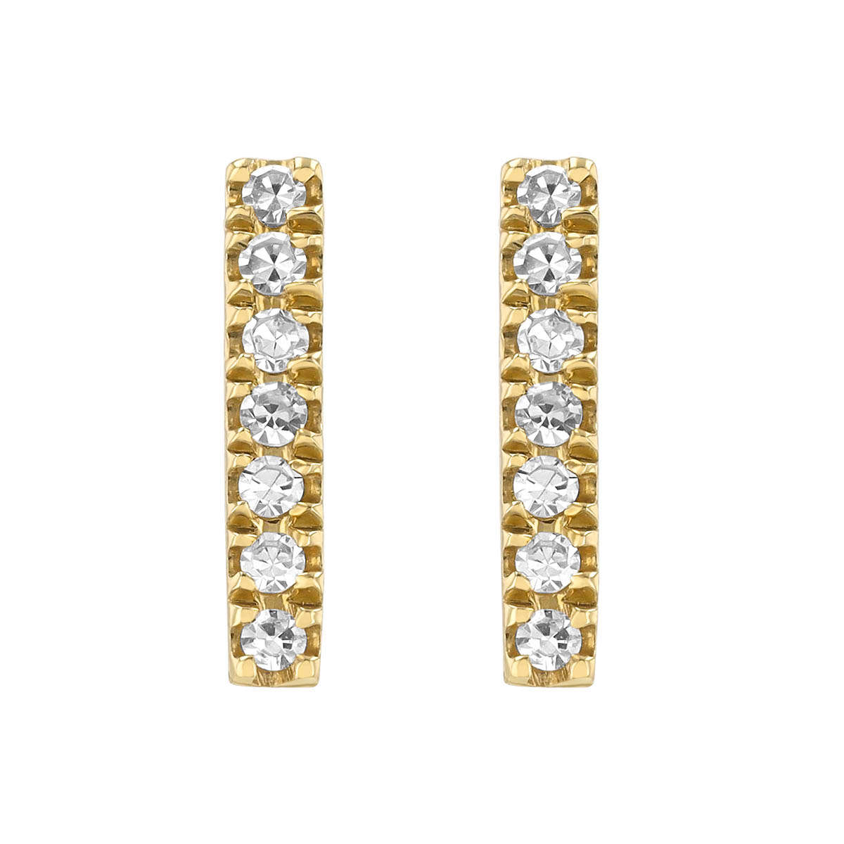 Diamond Bar Stud Earrings in Yellow Gold