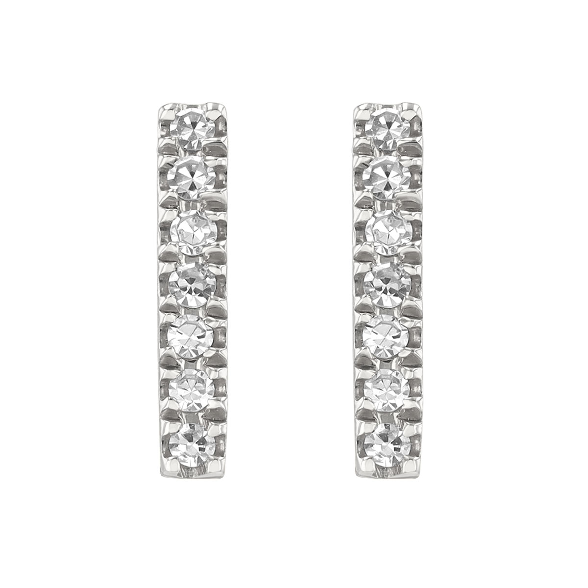 Diamond Bar Stud Earrings in White Gold