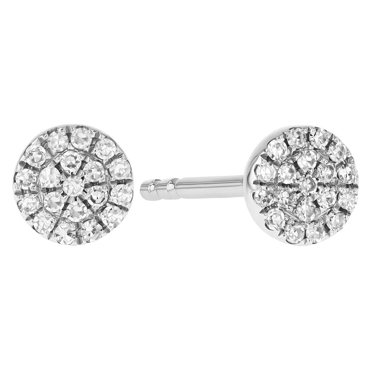 Diamond Round Cluster Earrings in White Gold
