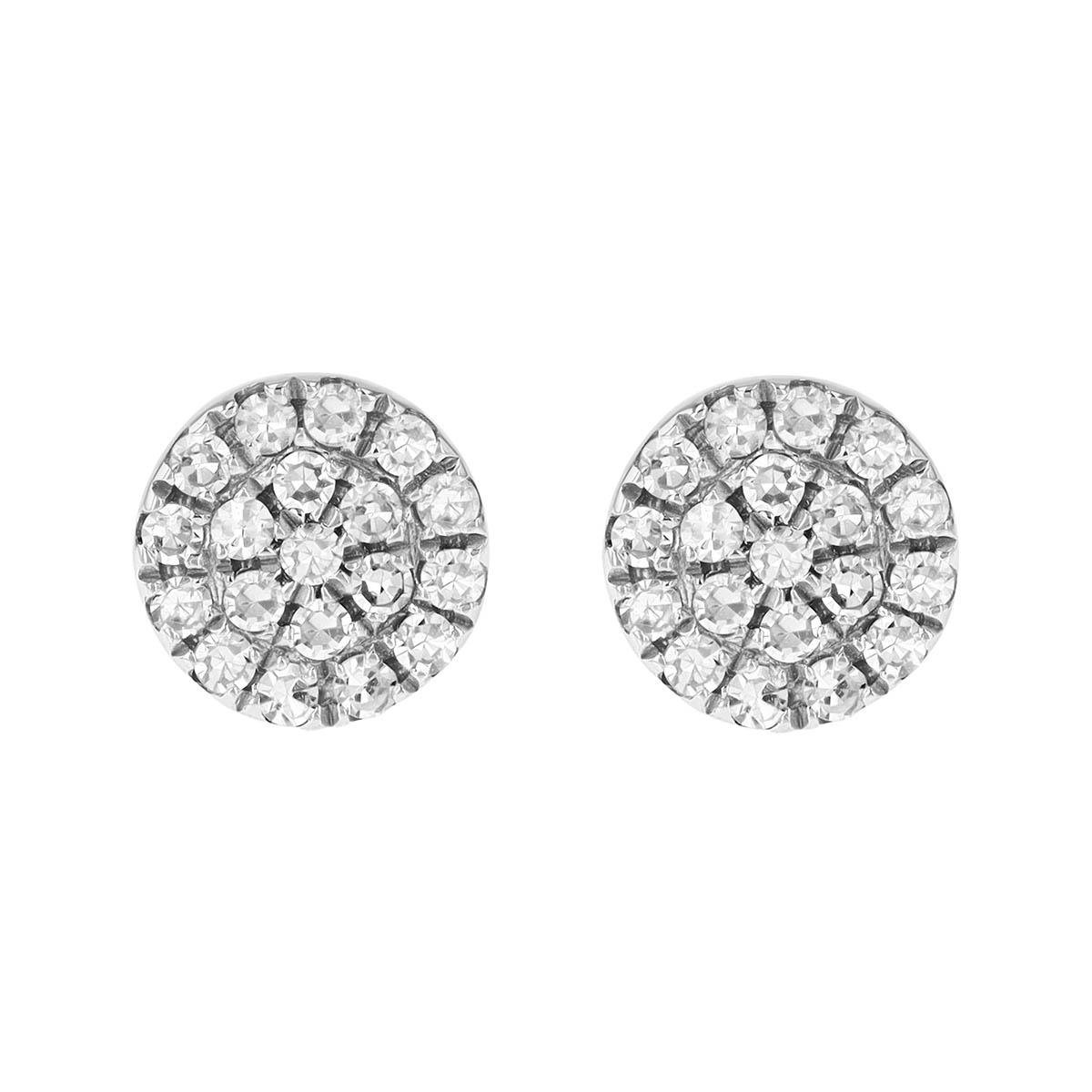 Diamond Round Cluster Earrings in White Gold