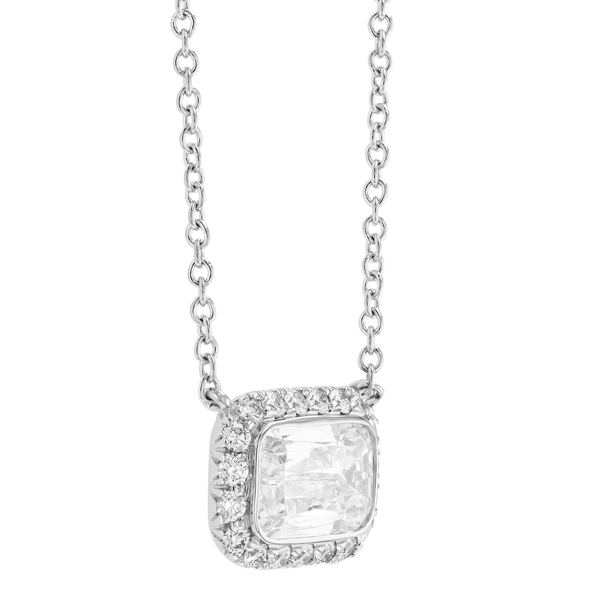 Kwiat Ashoka Diamond & Halo Pendant in White Gold, 16