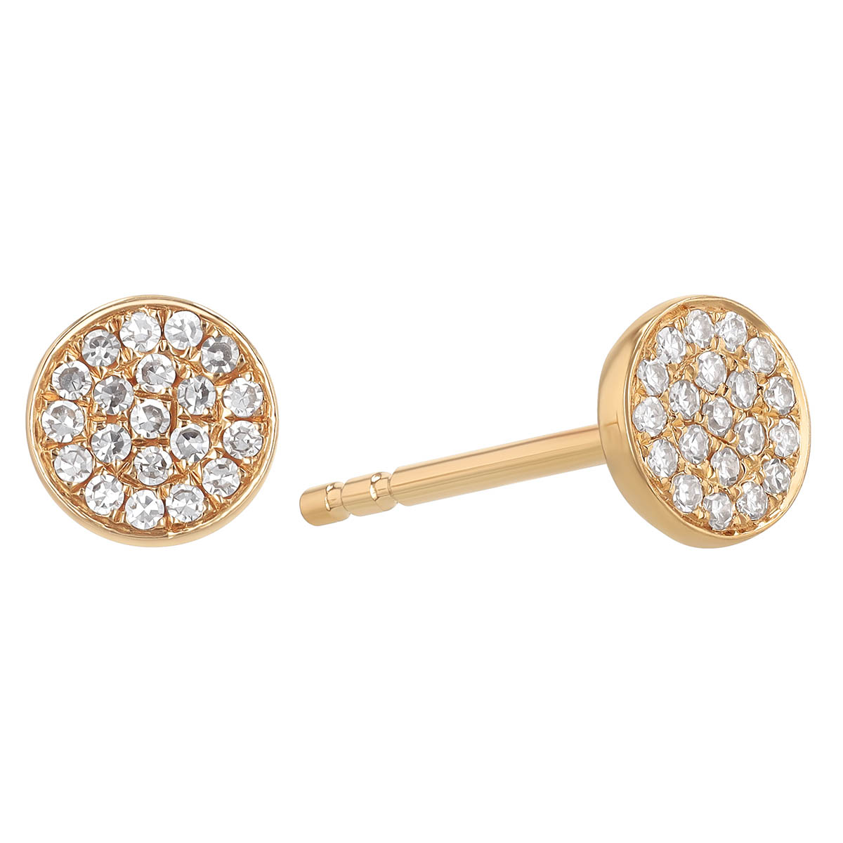 Diamond Pavé Dainty Disc Stud Earrings in Rose Gold