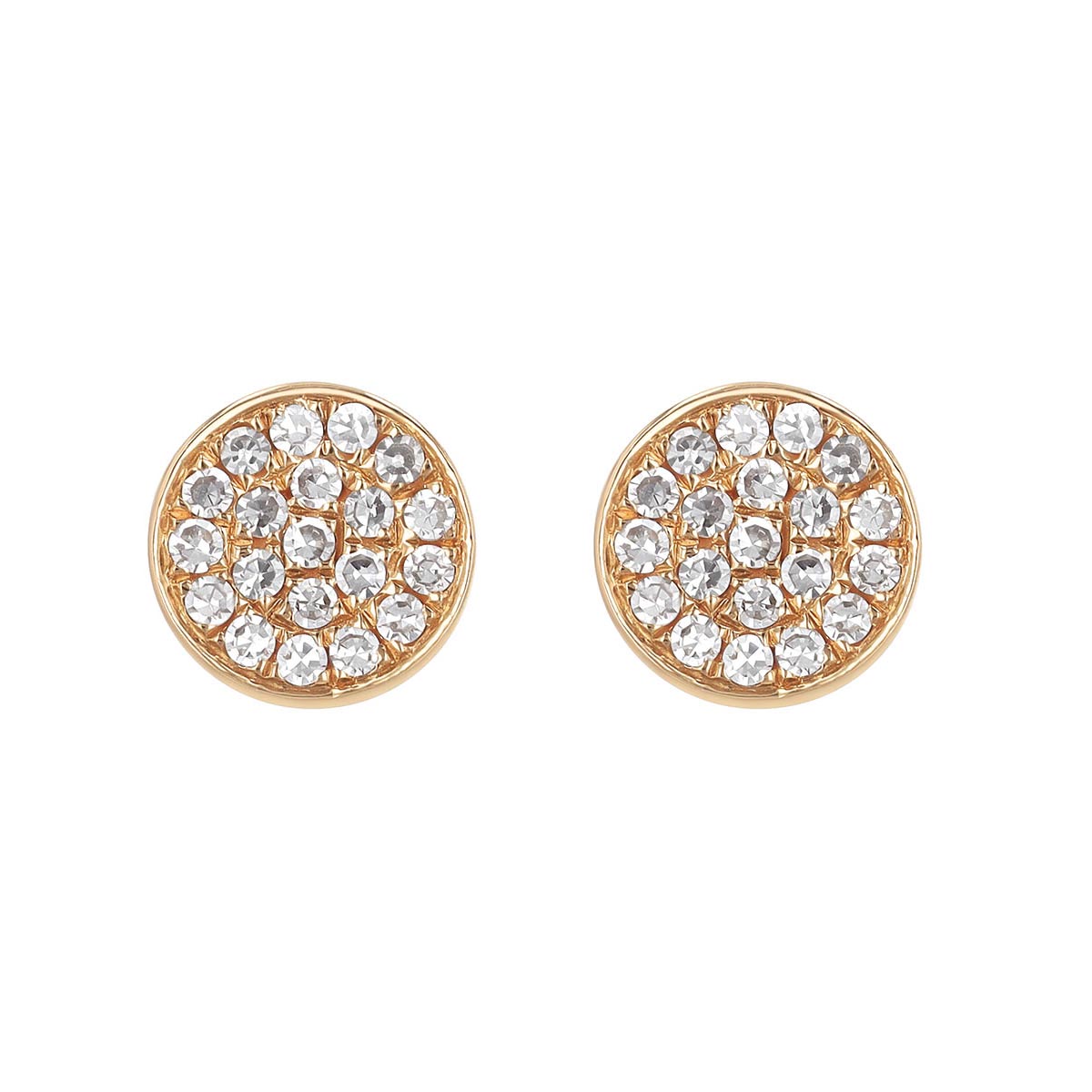 Diamond Pavé Dainty Disc Stud Earrings in Rose Gold