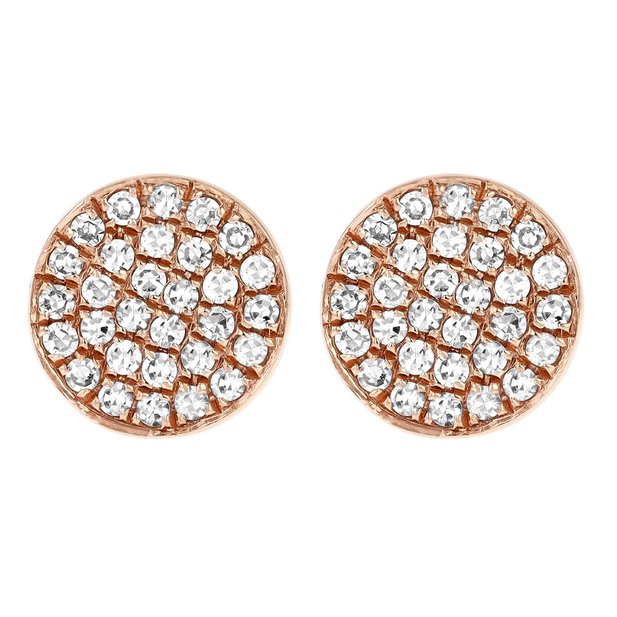 Diamond Pave Bezel Round Cluster Earrings in Rose Gold, 5.8 mm