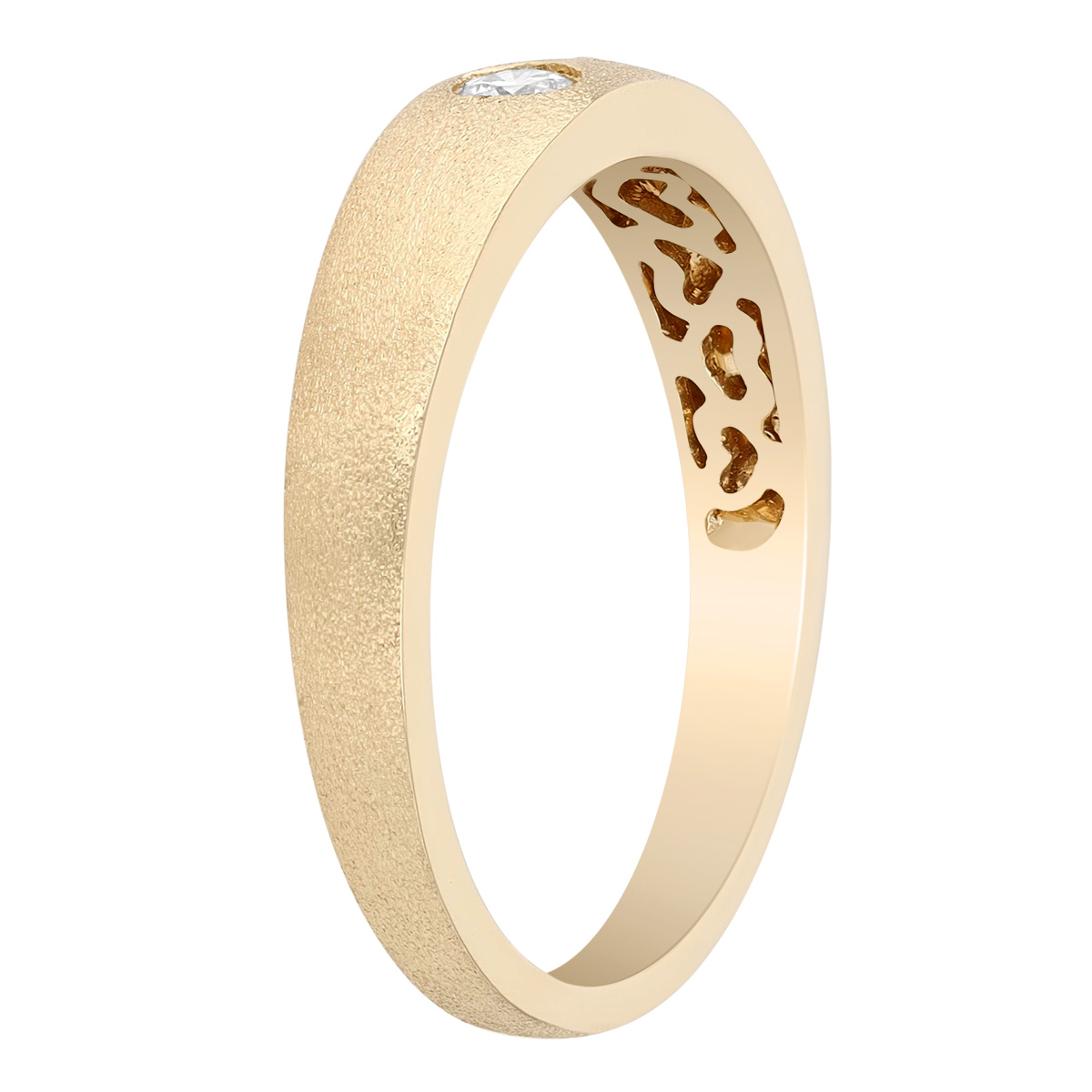 Marquise & Round Diamond Flush Set Ring in Satin Yellow Gold