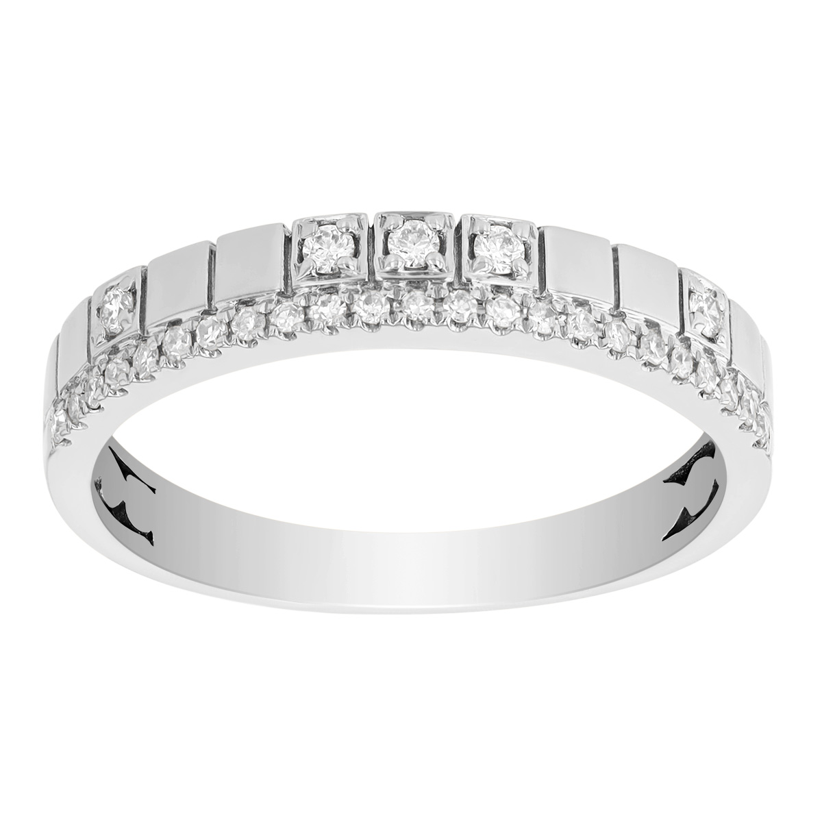 Diamond Square Pattern Ring in White Gold