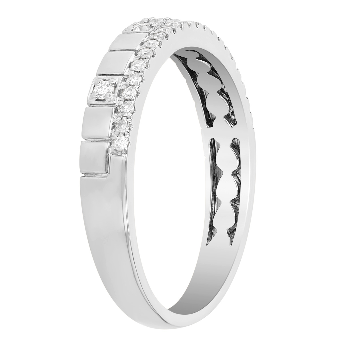 Diamond Square Pattern Ring in White Gold