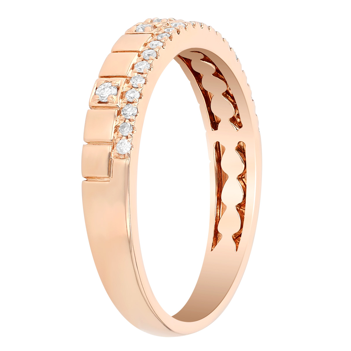 Diamond Square Pattern Ring in Rose Gold