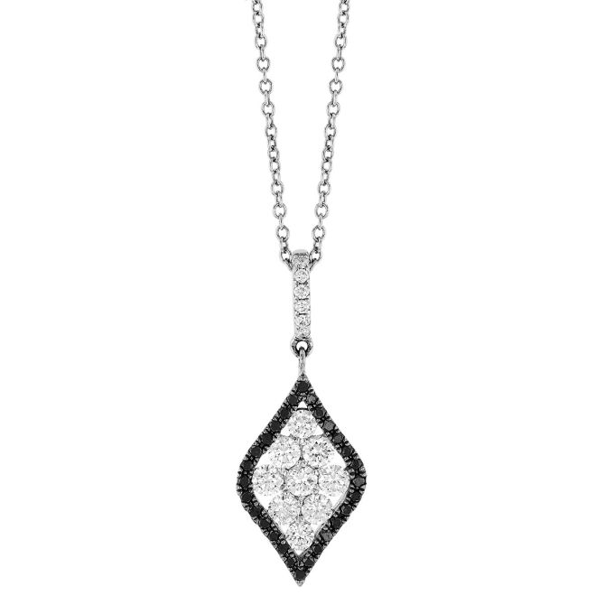 Black & White Diamond Arabesque Pendant in White Gold