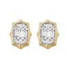 Multi Shape Diamond Cluster Stud Earrings in Yellow Gold