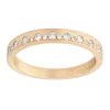 Alternating Size Flush Set Diamond Ring in Satin Yellow Gold