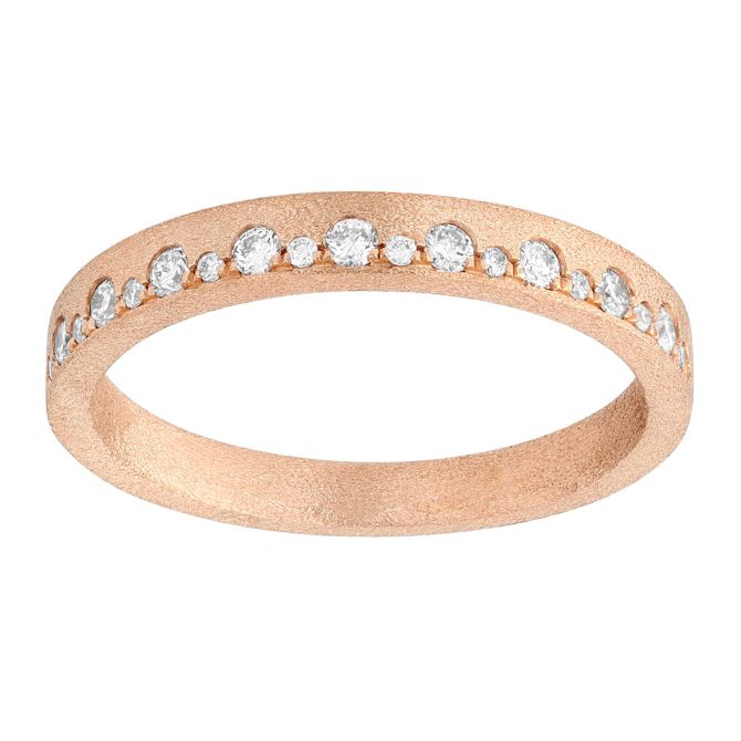 Alternating Size Flush Set Diamond Ring in Satin Rose Gold