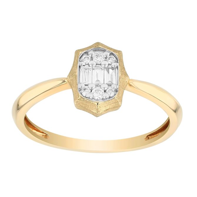 Multi Shaped Diamond Cluster Ring in Yellow Gold
