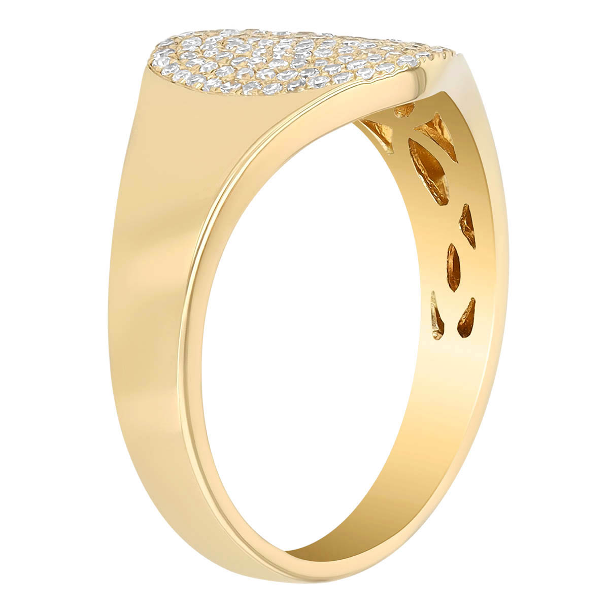 Diamond Pavé Oval Signet Ring in Yellow Gold
