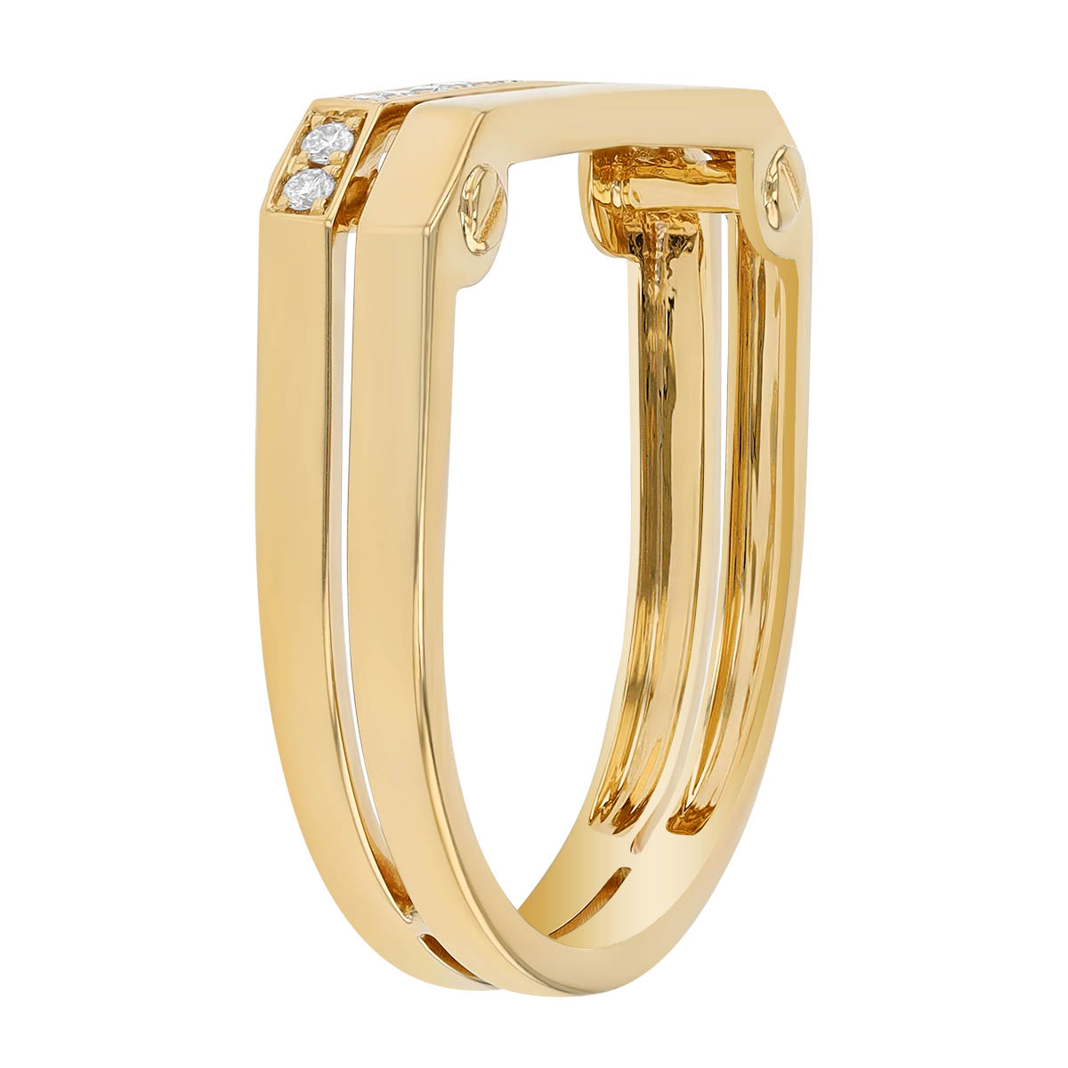 Diamond Angle Bar 2 Row Ring in Yellow Gold