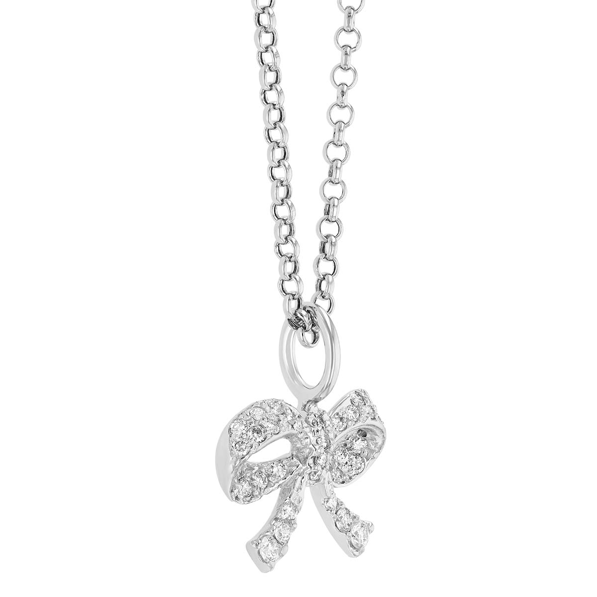 Diamond Pavé Bow Pendant in White Gold