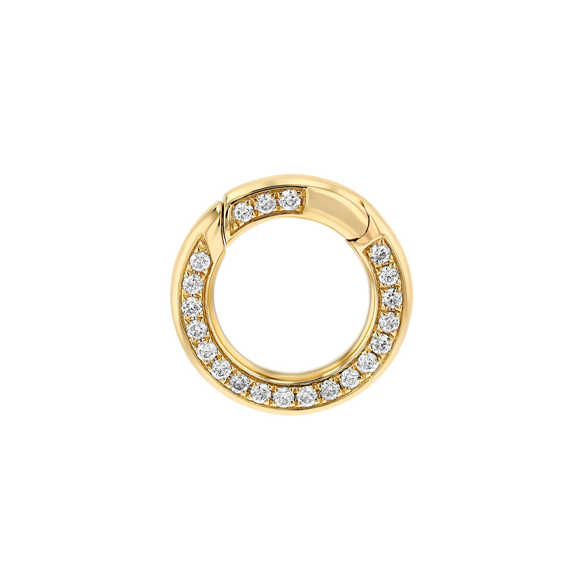 Diamond Open Circle Hinged Pendant Charm in Yellow Gold