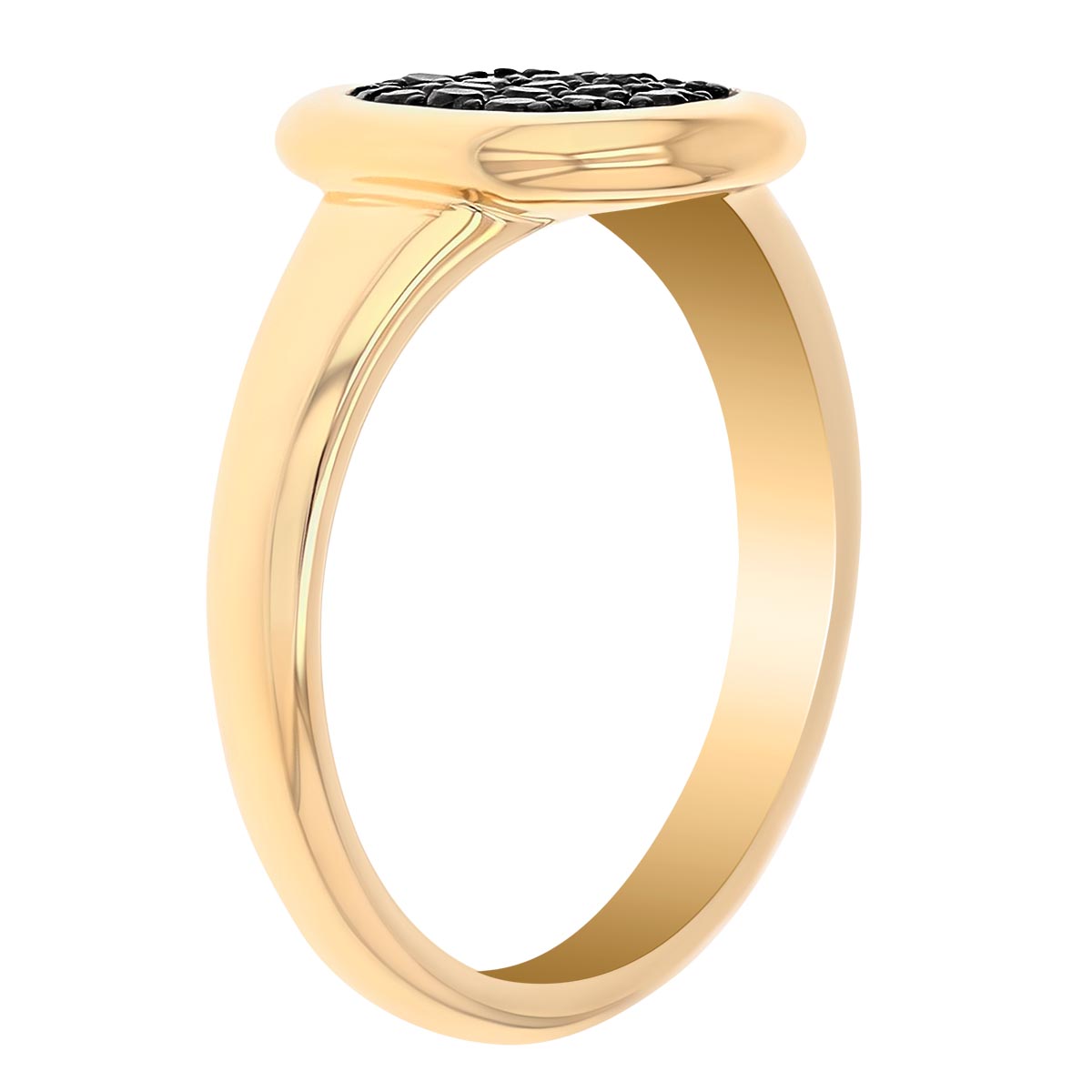 Black Diamond Pavé Square Ring in Yellow Gold