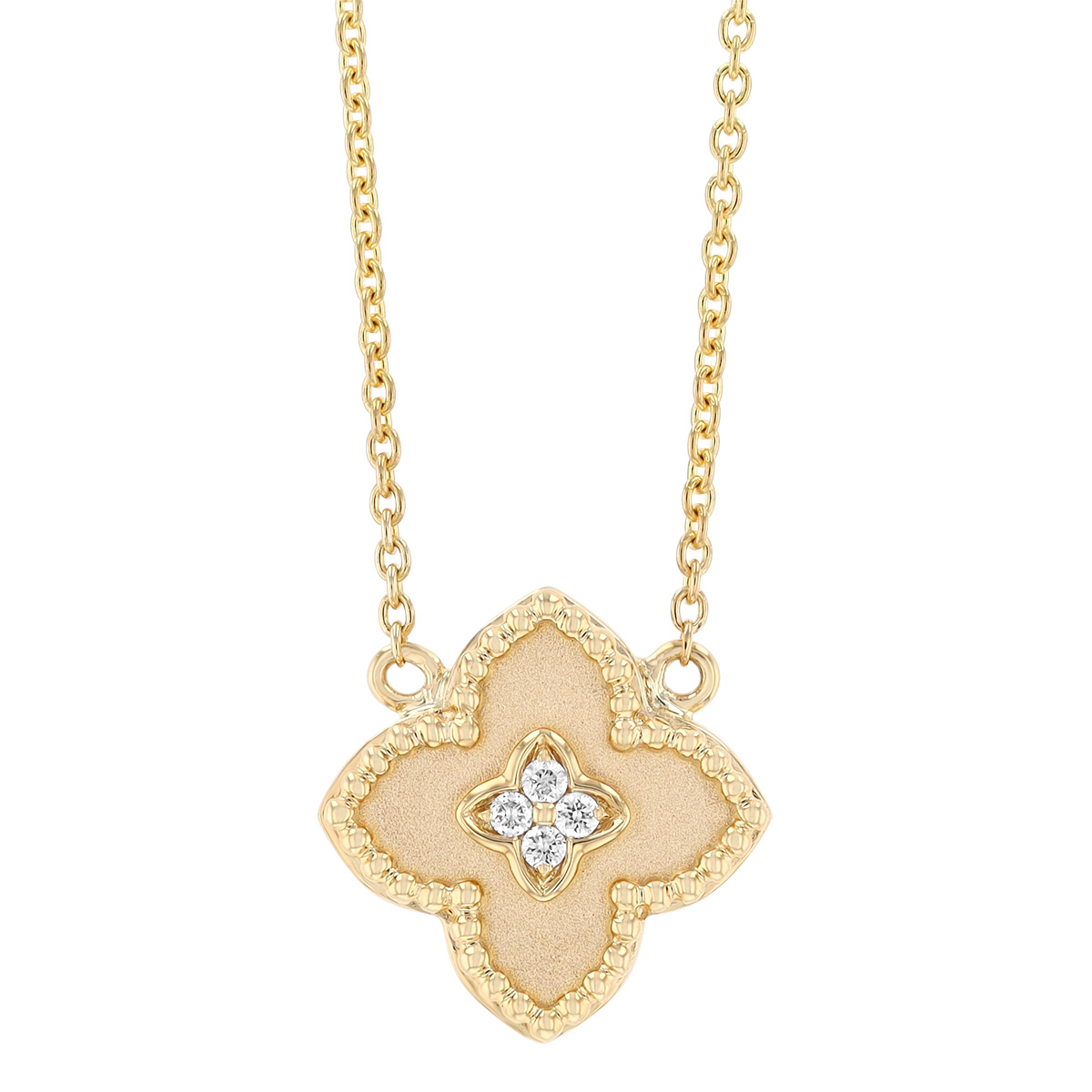 Doves Diamond Quatrefoil Pendant in Yellow Gold