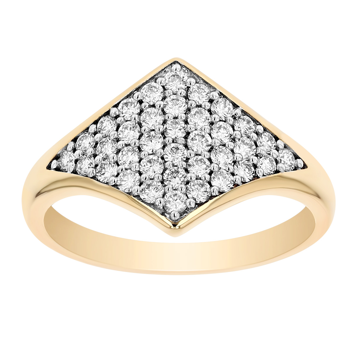 Doves Diamond Pave Geometric Ring in Two Tone