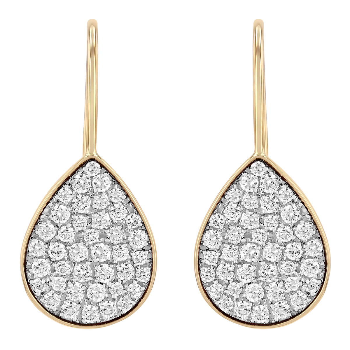 Doves Diamond Pave Pear Shape Drop Earrings in Two Tone