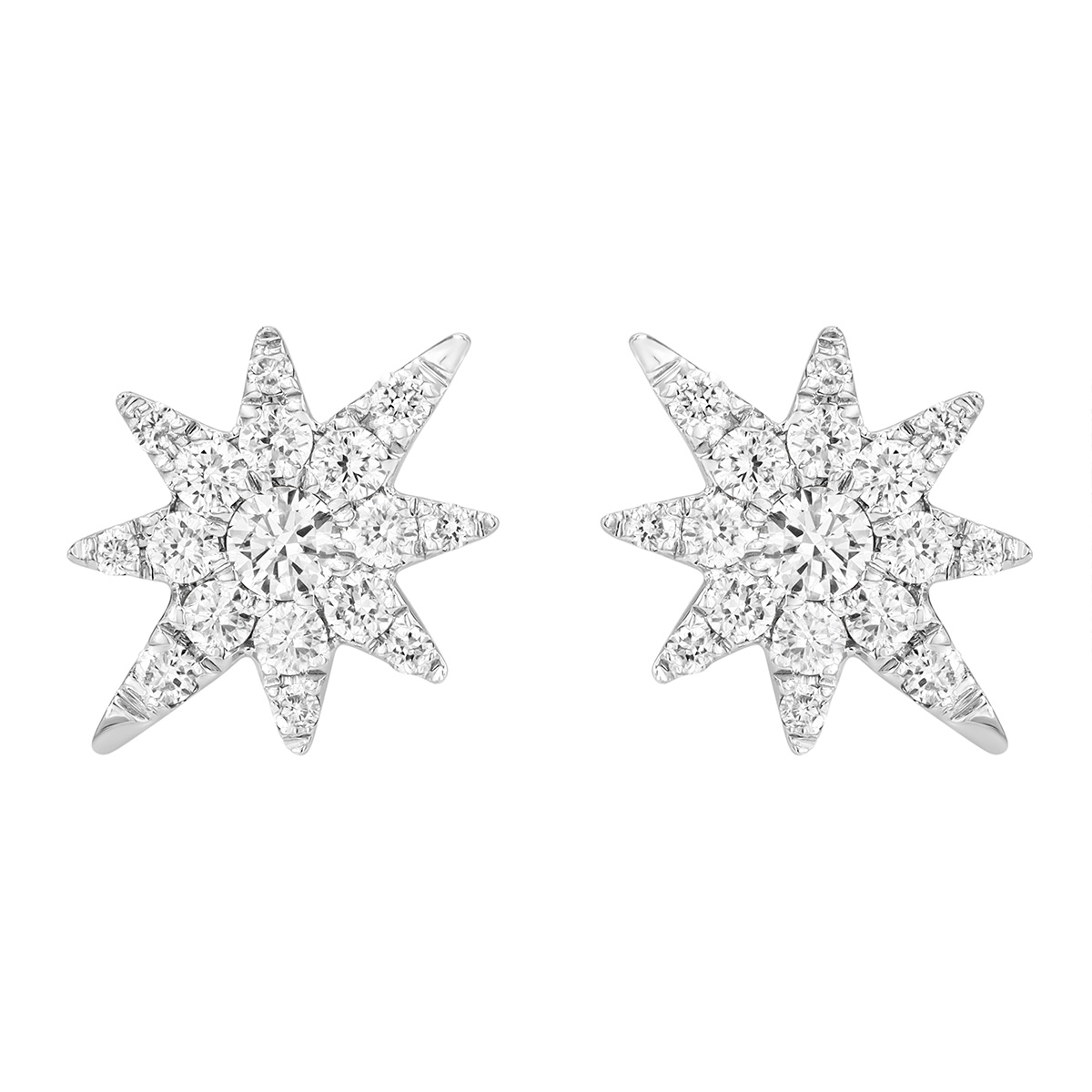 Doves Diamond Pave Shooting Star Stud Earrings in White Gold