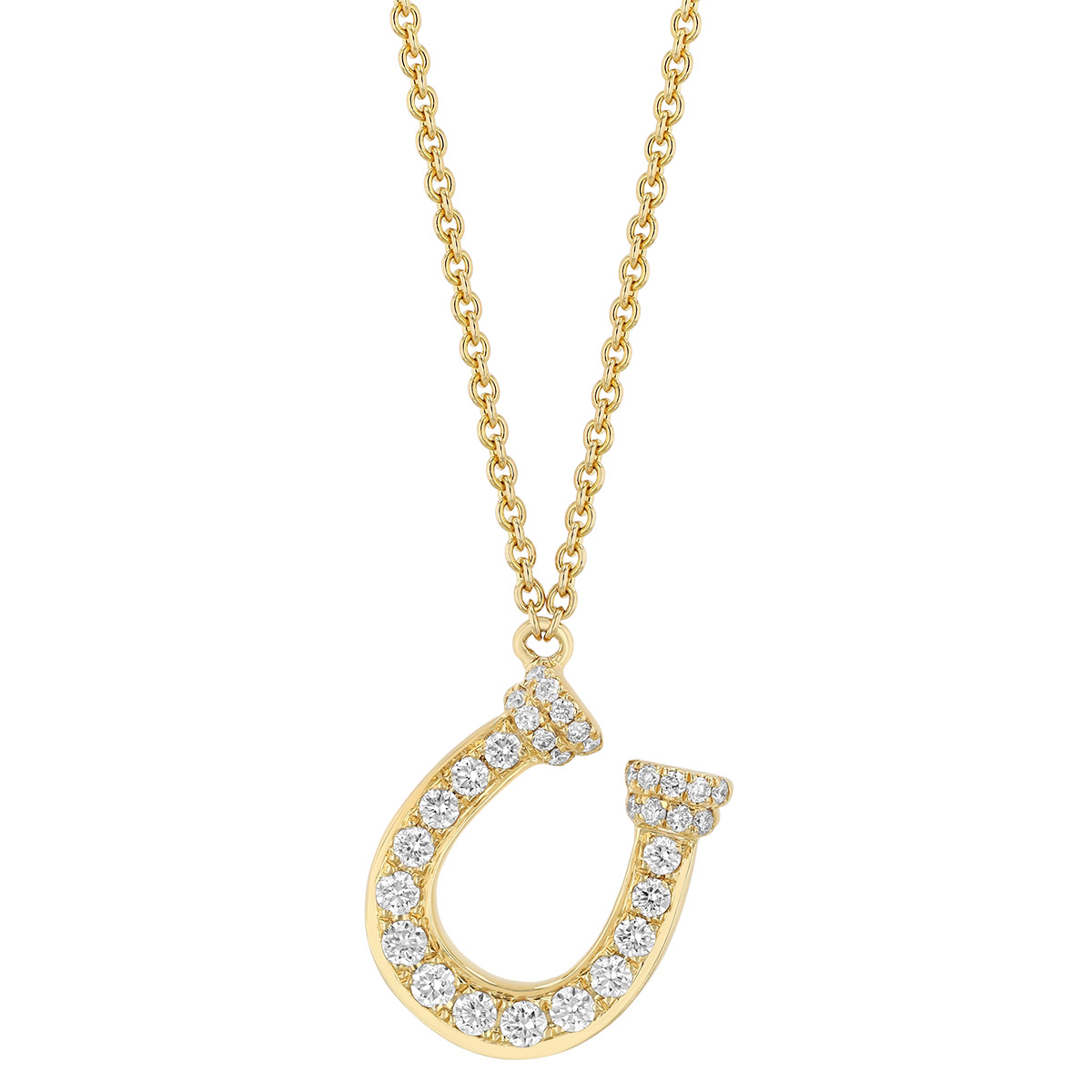 Doves Diamond Horseshoe Pendant in Yellow Gold, 18
