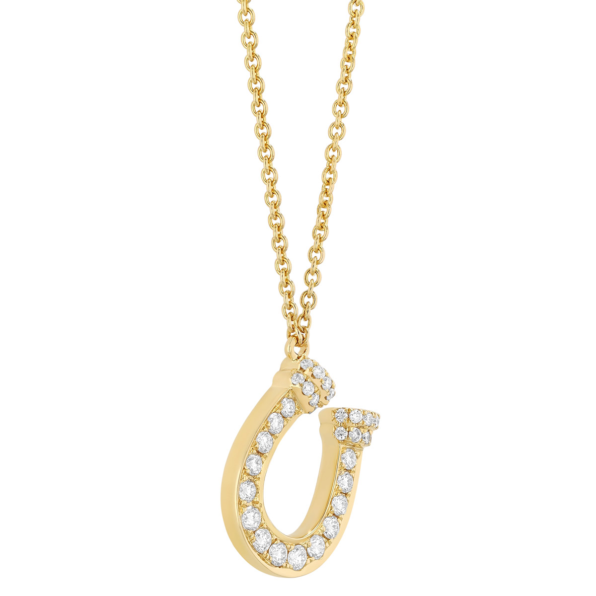 Doves Diamond Horseshoe Pendant in Yellow Gold, 18