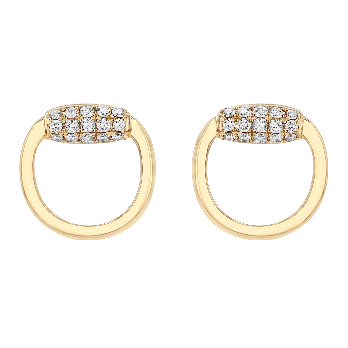 Doves Diamond Pave Open Circle Drop Earrings in Yellow Gold
