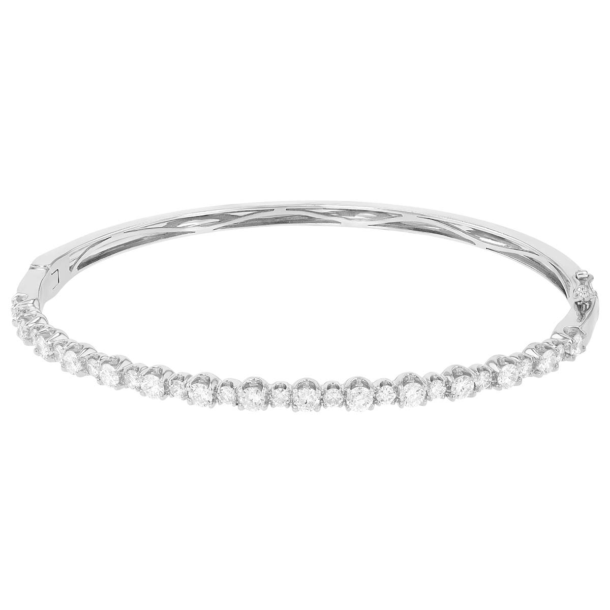 Alternating Size Diamond Bangle Bracelet in White Gold