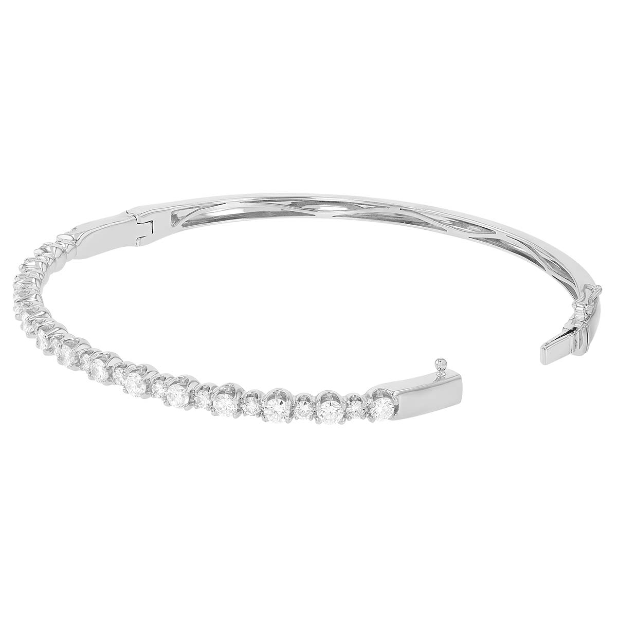 Alternating Size Diamond Bangle Bracelet in White Gold