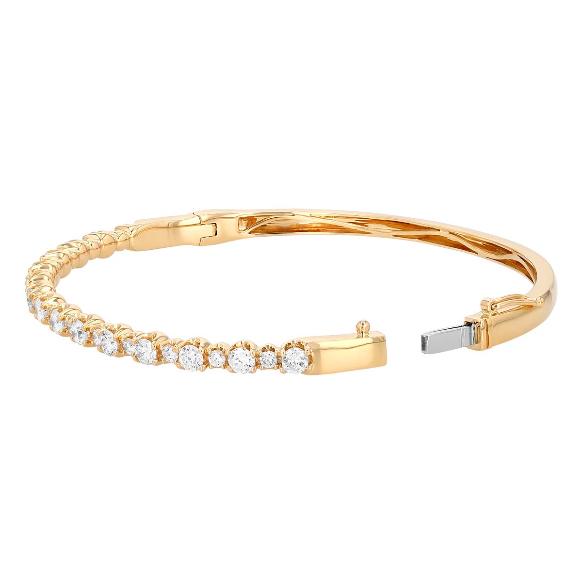 Alternating Size Diamond Bangle Bracelet in Yellow Gold